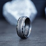 Viking Style Retro 304 Stainless Steel Finger Rings, Antique Silver, US Size 7(17.3mm)(FS-WG40F7A-01)