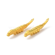 Rack Plating Cordyceps Sinensis Brass Pendants, Long-Lasting Plated, Lead Free & Cadmium Free, Matte Gold Color, 29x3.5x5.5mm, Hole: 1mm(KK-F873-14MG)