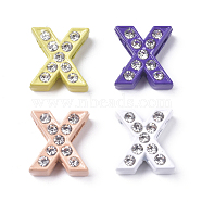 Alloy Rhinestone Slide Charms, Spray Painted Letter Beads, for Personalized Jewelry Bracelet, Letter.X, 12x11x4mm, Hole: 8x1.5mm(PALLOY-WH0070-22X)