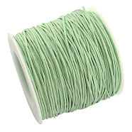 Waxed Cotton Thread Cords, Pale Green, 1mm, about 100yards/roll(300 feet/roll)(YC-R003-1.0mm-246)