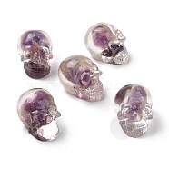 Natural Amethyst Dyed Chips Beads, No Hole/Undrilled, Skull, 30x21.5x22.5mm(G-E185-14)