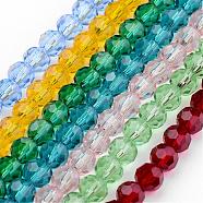 Transparent Glass Bead Strands, Imitate Austrian Crystal, Faceted(32 Facets), Round, Mixed Color, 8mm, Hole: 1mm, about 70~72pcs/strand, 20~21 inch(GLAA-G013-8mm-M)