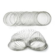 Steel Memory Wire, Round, for Collar Necklace Wrap Bracelets Making, Stainless Steel Color, 22 Gauge, 0.6mm, 60mm inner diameter(TWIR-YW0001-01P)