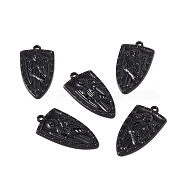 Halloween Alloy Enamel Pendants, Shield with Human, Electrophoresis Black, 33x17x3mm, Hole: 1.7mm(FIND-G024-04EB)