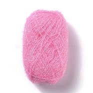 Polyester Crochet Yarn, Sparkling Scrubby Yarn, for Dish Scrubbies, Dishcloth, Decorating Crafts Knitting, Pearl Pink, 10~13x0.5mm, 218.72 yard(200m)/roll(OCOR-G009-01K)
