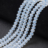 Glass Beads Strands, Imitation Jade, Faceted, Rondelle, Clear, 10x8mm, Hole: 1mm, about 65~66pcs/strand, 20.8~21.2 inch(53~54cm)(EGLA-A034-J10mm-D06)