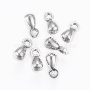 304 Stainless Steel Charms, Chain Extender Drop, Teardrop, Stainless Steel Color, 6x3mm, Hole: 1.2mm(STAS-G161-10P)