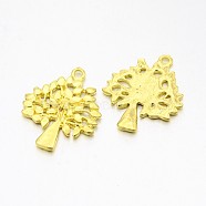 Tibetan Style Alloy Pendants, Cadmium Free & Lead Free, Tree, Golden, 28x24x1.8mm, Hole: 2mm(TIBEP-A13000-G-LF)