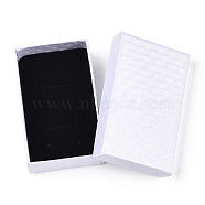 Rhombus Textured Cardboard Jewelry Boxes, with Black Sponge, for Jewelry Gift Packaging, Rectangle, White, 8x5x2.7cm, inside: 7.3×4.4cm.(CBOX-T006-02F)