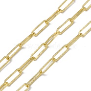 Brass Paperclip Chains, with Spool, Soldered, Long-Lasting Plated, Cadmium Free & Nickel Free & Lead Free, Real 18K Gold Plated, 15x4.5x1mm(CHC-P010-08G)