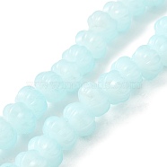 Opaque Normal Glass Beads, Pumpkin, Pale Turquoise, 9x11x12mm, Hole: 1.2mm, about 74pcs/strand, 23.23 inch(59cm)(GLAA-G106-02A-NA05)