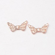 Nickel Free & Lead Free Alloy Beads, Wing, Rose Gold, 14x7x3mm, Hole: 1mm(PALLOY-J169-63RG-FF)