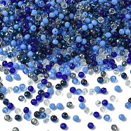 Glass Beads, Mixed Style, Faceted Rondelle, Blue, 4x3.5mm, Hole: 1mm, about 500pcs/bag(GLAA-YW0003-39I)