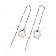 304 Stainless Steel Stud Earrings, Hypoallergenic Earrings, Ear Threads, Alphabet, Letter.Q, 107~112x1mm, Pin: 15x0.7mm, letter: 11x9.5x0.5mm(X-EJEW-L205-01Q)