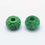 Natural Myanmar Jade/Burmese Jade Beads, Large Hole Beads, Dyed, Flat Round, 16~17x10~12mm, Hole: 4~5mm(G-E407-17)