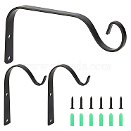SUPERFINDINGS  Iron Wall Hanging Bracket Plant Hooks, with Iron Screws & Plastic Anchor Screws, for Garden, Bird Feeders, Planters, Lanterns, Wind Chimes, Electrophoresis Black, 3sets/bag(HJEW-FH0001-04)