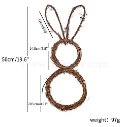 Easter Bunny Wreath for Home Decor, Hanging Decoration, Rabbit, Sienna, 500mm(PW-WG41933-03)