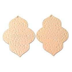 Brass Pendants, Flower Charm, Textured, Real 18K Gold Plated, 39x28x1mm, Hole: 1.4mm(KK-G468-41G)