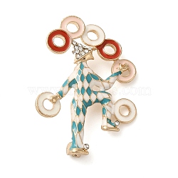 Alloy Crystal Rhinestone Brooch, Clown Enamel Pins, for Clothes Backpack, Colorful, 50x36.5mm(JEWB-B022-04G-02)