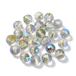 AB Color Plated Glass Beads, Faceted Round, Alice Blue, 8x7mm, Hole: 1.5mm(EGLA-P059-02A-AB20)