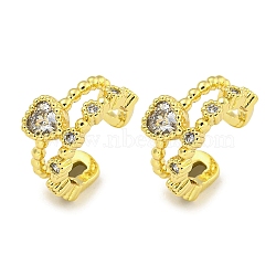 Brass Micro Pave Clear Cubic Zirconia Cuff Earrings for Women, Crown, Real 18K Gold Plated, 14.5x7mm(EJEW-C104-048G)