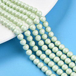 Baking Paint Pearlized Glass Pearl Bead Strands, Round, Aquamarine, 5mm, Hole: 0.6mm, about 79~80pcs/strand, 15.94~16.14 inch(40.5~41cm)(HY-N002-5mm-B02)