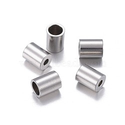 201 Stainless Steel Cord Ends, End Caps, Column, Stainless Steel Color, 5x4mm, Hole: 1.5mm, Inner Diameter: 3mm(STAS-P238-05P-01)