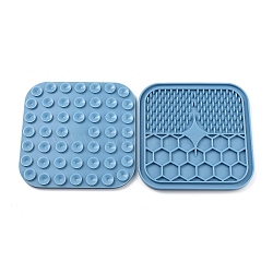 Silicone Dog Lick Mat, with Suction Cups, Slow Feeder Dog Bowls, for Dog Anxiety Relief, Square, Sky Blue, 150x150x7mm(AJEW-C005-01A)