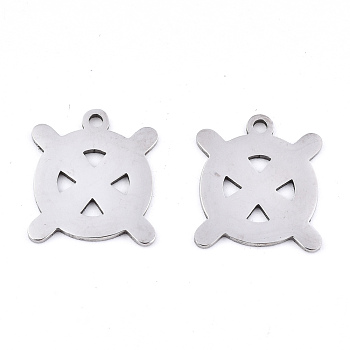 201 Stainless Steel Pendants, Laser Cut, Helm, Stainless Steel Color, 16.5x14.5x0.9mm, Hole: 1.6mm