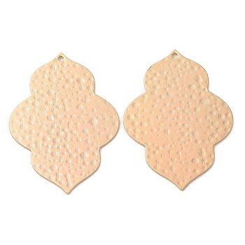 Brass Pendants, Flower Charm, Textured, Real 18K Gold Plated, 39x28x1mm, Hole: 1.4mm