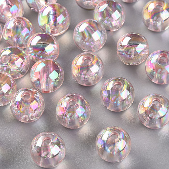 Transparent Acrylic Beads, AB Color Plated, Round, Pink, 12x11mm, Hole: 2.5mm, about 566pcs/500g