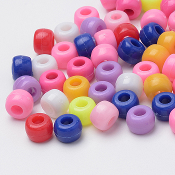Plastic Beads, Barrel, Mixed Color, 8x6mm, Hole: 3.5mm, about 2630pcs/500g