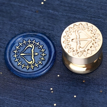 Golden Tone Round Wax Seal Brass Stamp Heads, for Wax Seal Stamp, Mini-Twelve Constellations Series, Sagittarius, 15x15mm, Hole: 7mm