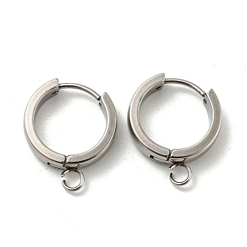 201 Stainless Steel Huggie Hoop Earrings Findings, with Vertical Loop, with 316 Surgical Stainless Steel Earring Pins, Ring, Stainless Steel Color, 16x4mm, Hole: 2.7mm, Pin: 1mm