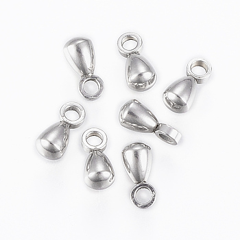 304 Stainless Steel Charms, Chain Extender Drop, Teardrop, Stainless Steel Color, 6x3mm, Hole: 1.2mm
