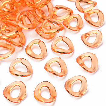 Transparent Acrylic Linking Rings, Quick Link Connectors, for Cable Chains Making, Twisted Oval, Dark Orange, 19x16.5x2.5mm, Inner Diameter: 7x11mm, about 1060pcs/500g