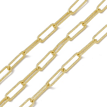 Brass Paperclip Chains, with Spool, Soldered, Long-Lasting Plated, Cadmium Free & Nickel Free & Lead Free, Real 18K Gold Plated, 15x4.5x1mm