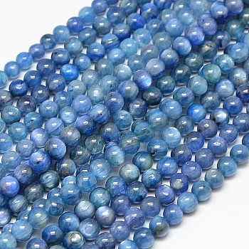 Natural Kyanite/Cyanite/Disthene Round Beads Strands, 6mm, Hole: 1mm, about 64pcs/strand, 15.7 inch