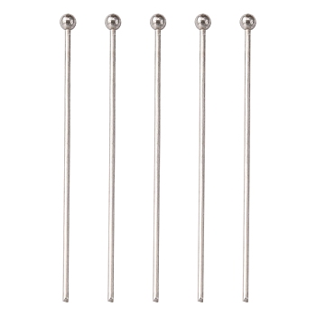304 Stainless Steel Ball Head Pins, Stainless Steel Color, 35x0.7mm, 21 Gauge, Head: 2mm