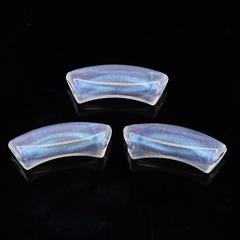 Transparent Acrylic Beads, Glitter Powder, Curved Tube, Clear, 35x14x12mm, Hole: 4mm, about 148pcs/500g