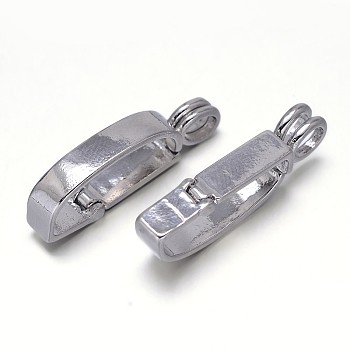 Rack Plating Brass Donut Bails, Donuthalter, Fit For Pi Disc Pendants Jewelry Making, Platinum, 30x5x9mm, Hole: 4x3mm