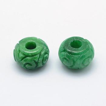 Natural Myanmar Jade/Burmese Jade Beads, Large Hole Beads, Dyed, Flat Round, 16~17x10~12mm, Hole: 4~5mm