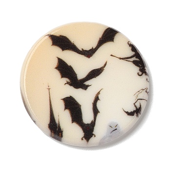 Halloween Series Acrylic Cbabochons, Black, Bat, 25x3mm