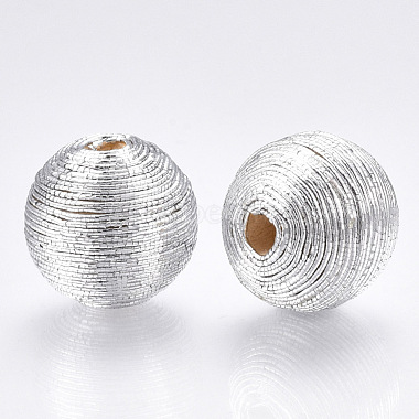 Perles de bois recouvertes de fil de cordon polyester(WOVE-S117-18mm-06)-1
