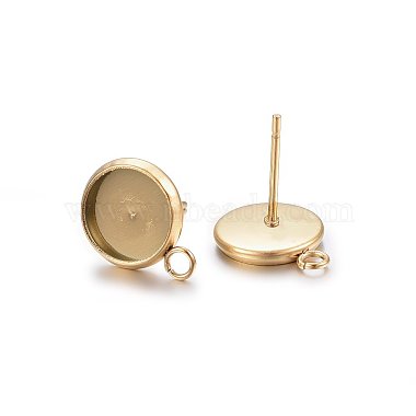 Golden Flat Round Stainless Steel Earring Settings