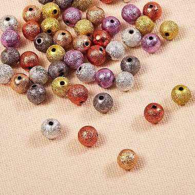 150 pièces 6 couleurs opaques perles acryliques peintes à la bombe(ACRP-SZ0001-01)-4