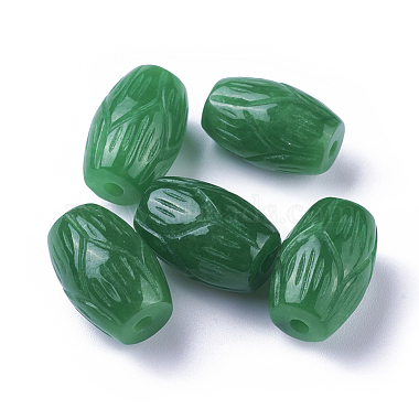 18mm Green Column White Jade Beads