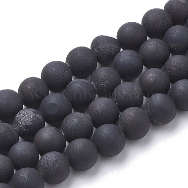6mm Black Round Natural Agate Beads