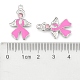 Breast Cancer Awareness Ribbon with Angel Wing Platinum Color Pearl Pink Alloy Rhinestone Enamel Pendants(X-ENAM-D001-2)-3