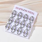 6 Pairs 304 Stainless Steel Stud Earrings, Oval, Stainless Steel Color, 18.5x12mm(EJEW-C180-01P)